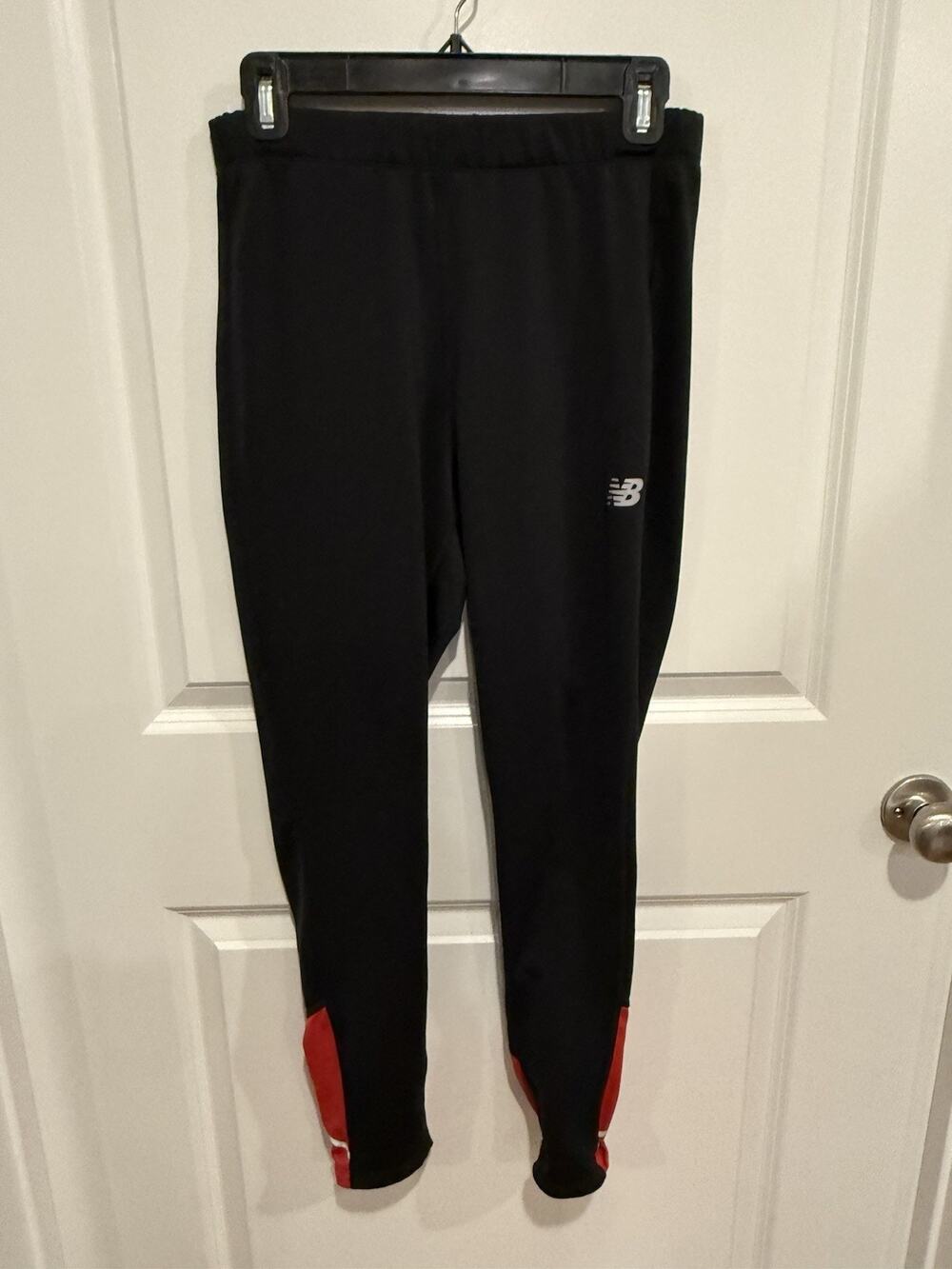 New Balance Mens Black Red Reflective Running Tights Sz Large